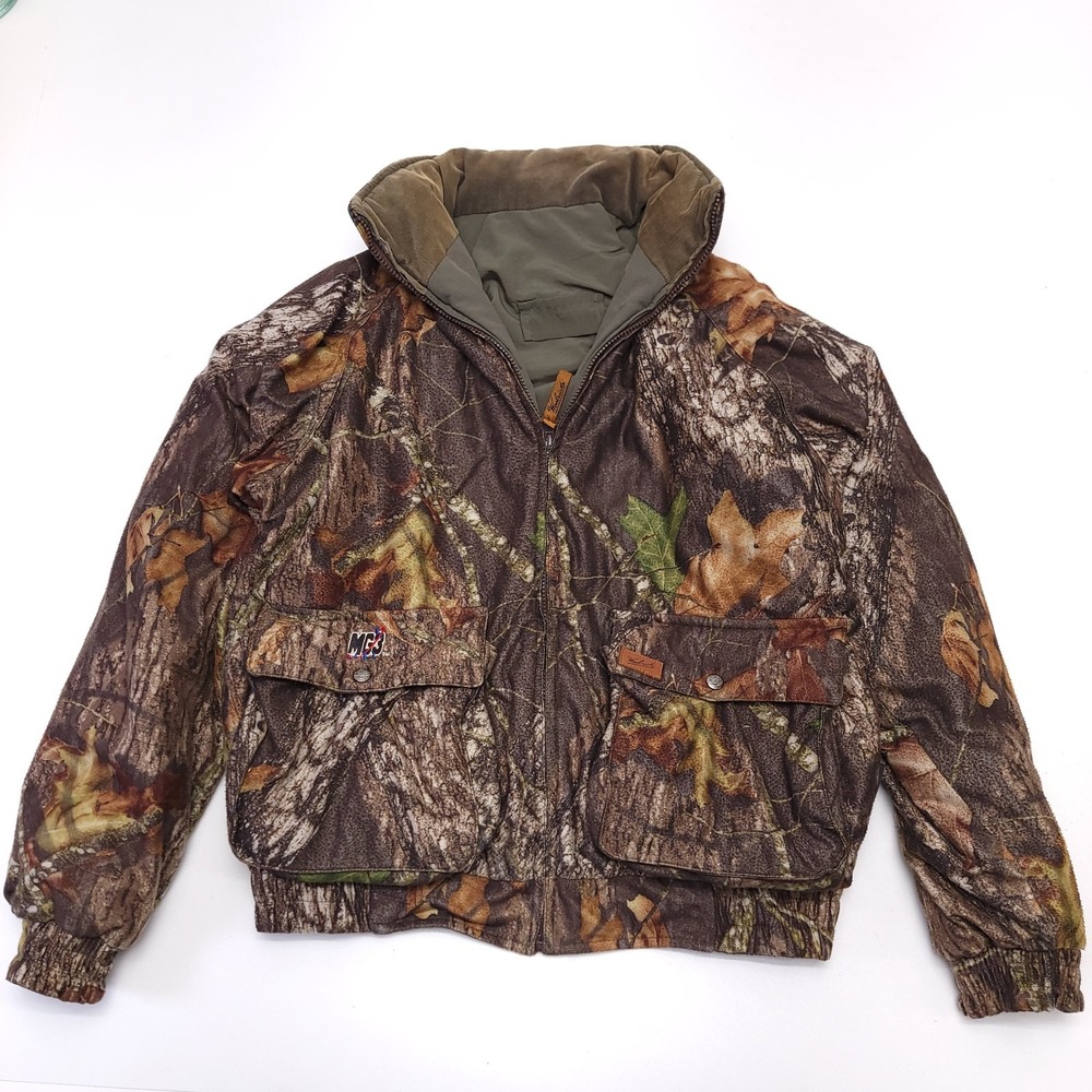 Woolrich Mens Reversible Camo Jacket Mossy Oak Green Hooded Bomber Mens Medium